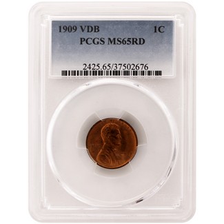 1909 VDB Lincoln Cent PCGS MS65 RD