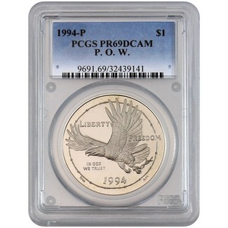 1994 POW Proof Commem Dollar PCGS PR69 DCAM