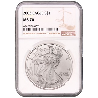 2003 Silver Eagle NGC MS70 Brown Label