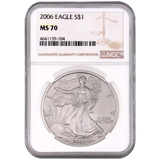 2006 Silver Eagle NGC MS70 Brown Label