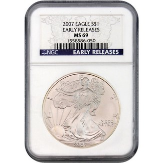 2007 Silver Eagle NGC MS69 Early Release Blue Label