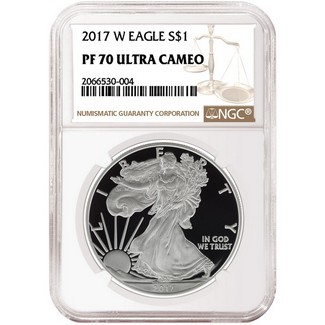 2017 W Proof Silver Eagle NGC PF70 Ultra Cameo Brown Label