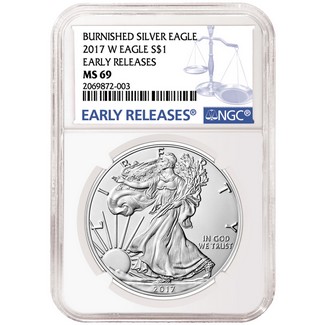 2017 W Burnished Silver Eagle NGC MS69 Early Releases Blue Label
