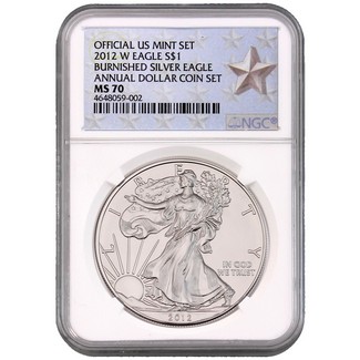 2012 W Burnished Silver Eagle Annual Dollar Set NGC MS70 Silver Star Label