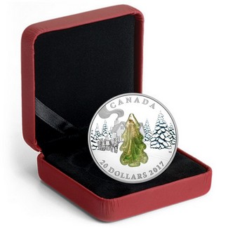 2017 1oz Silver $20 Snow Covered Trees Murano Glass Coin in OGP