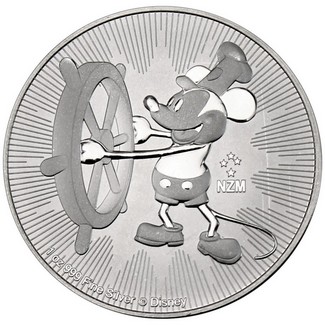 2017 Niue 1 oz. Silver Mickey Mouse - Steamboat Willie $2 Coin GEM BU