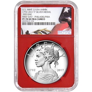 2017 P Am. Liberty Silver Medal 225th Anni. NGC PF70 UC FDI-Philly Red Core