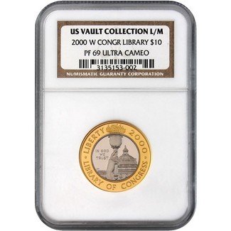 2000-W $10 Library of Congress NGC PF-69 UC (BiMetal)