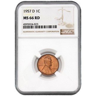 1957-D Lincoln Cent NGC MS-66 RD