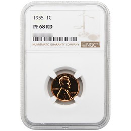 1955 Proof Lincoln Cent NGC PF68 RD 1955 Proof Lincoln Cent NGC PF68 RD