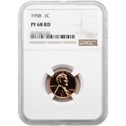 1958 Proof Lincoln Cent NGC PF68 RD 1958 Proof Lincoln Cent NGC PF68 RD