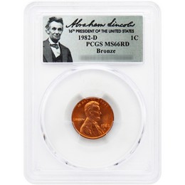 1982 D Bronze Lincoln Cent PCGS MS66 RD Lincoln Label 1982 D Bronze Lincoln Cent PCGS MS66 RD Lincoln Label