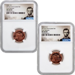 2024 P&D Lincoln Cent NGC MS68 RD ER from 20-Coin Uncirculated Set Portrait Label 2024 P&D Lincoln Cent NGC MS68 RD ER from 20-Coin Uncirculated Set Portrait Label