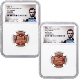 2023 P&D Lincoln Cent NGC MS69 RD ER from 20-Coin Uncirculated Set Portrait Label 2023 P&D Lincoln Cent NGC MS69 RD ER from 20-Coin Uncirculated Set Portrait Label