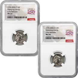 2026 P&D Semiquincentennial Emerging Liberty Dime NGC MS66 ER America 250 Label 2026 P&D Semiquincentennial Emerging Liberty Dime NGC MS66 ER America 250 Label