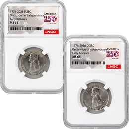 2026 P&D Semiquincentennial Quarter Declaration of Independence Set NGC MS65 ER America 250 Label 2026 P&D Semiquincentennial Quarter Declaration of Independence Set NGC MS65 ER America 250 Label