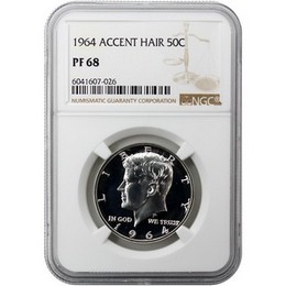 1964 Accented Hair Kennedy Half Dollar NGC PF68 Brown Label 1964 Accented Hair Kennedy Half Dollar NGC PF68 Brown Label