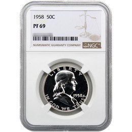 1958 Proof Franklin Half Dollar NGC PF69 1958 Proof Franklin Half Dollar NGC PF69
