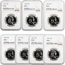 1957-1963 Proof Franklin Half Dollars NGC PF67 1957-1963 Proof Franklin Half Dollars NGC PF67