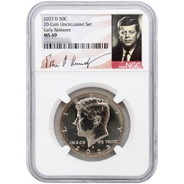 2023 D Kennedy Half Dollar NGC MS69 ER from 20-Coin Uncirculated Set Portrait Label 2023 D Kennedy Half Dollar NGC MS69 ER from 20-Coin Uncirculated Set Portrait Label