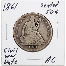 1861 Liberty Seated Half Dollar Average Circulated Condition (Civil War Date) 1861 Liberty Seated Half Dollar Average Circulated Condition (Civil War Date)