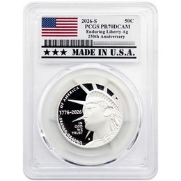 2026 S Silver Proof Semiquincentennial Half Dollar Enduring Liberty PCGS PR70 DCAM Made in the USA Holder 2026 S Silver Proof Semiquincentennial Half Dollar Enduring Liberty PCGS PR70 DCAM Made in the USA Holder