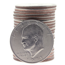 Circulated Ike Dollar Roll 20 Coins Circulated Ike Dollar Roll 20 Coins