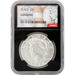 Random Date Peace Dollar NGC Genuine Black Core Peace/Flag Label Random Date Peace Dollar NGC Genuine Black Core Peace/Flag Label