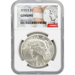 1922 S Peace Dollar NGC Genuine Peace/Flag Label 1922 S Peace Dollar NGC Genuine Peace/Flag Label