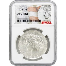 1923 Peace Dollar NGC Genuine Peace/Flag Label 1923 Peace Dollar NGC Genuine Peace/Flag Label