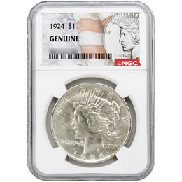 1924 Peace Dollar NGC Genuine Peace/Flag Label 1924 Peace Dollar NGC Genuine Peace/Flag Label