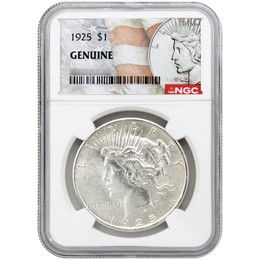 1925 Peace Dollar NGC Genuine Peace/Flag Label 1925 Peace Dollar NGC Genuine Peace/Flag Label