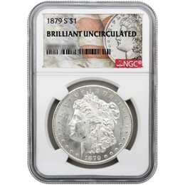 1879-S Morgan Silver Dollar NGC Brilliant Uncirculated Morgan / Flag Label 1879-S Morgan Silver Dollar NGC Brilliant Uncirculated Morgan / Flag Label