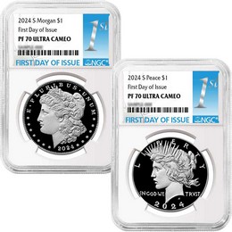 2024 S Proof Morgan and Peace Silver Dollar NGC PF70 UC FDI 1st Label 2024 S Proof Morgan and Peace Silver Dollar NGC PF70 UC FDI 1st Label