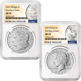 2025 Morgan & Peace Silver Dollar Set NGC MS70 FDI Morgan and Peace Dollar Label 2025 Morgan & Peace Silver Dollar Set NGC MS70 FDI Morgan and Peace Dollar Label