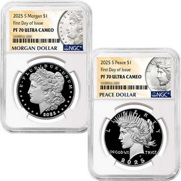 2025 S Proof Morgan and Peace Silver Dollar Set NGC PF70 UC FDI Morgan and Peace Dollar Label 2025 S Proof Morgan and Peace Silver Dollar Set NGC PF70 UC FDI Morgan and Peace Dollar Label