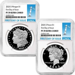 2025 S Proof Morgan and Peace Silver Dollar Set NGC PF70 UC FDI 1st Label 2025 S Proof Morgan and Peace Silver Dollar Set NGC PF70 UC FDI 1st Label