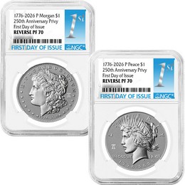 1776-2026 Reverse Proof Morgan & Peace Silver Dollar Set 250th Anniversary Liberty Bell Privy NGC PF70 FDI 1st Label 1776-2026 Reverse Proof Morgan & Peace Silver Dollar Set 250th Anniversary Liberty Bell Privy NGC PF70 FDI 1st Label