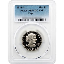 1981 S Proof Type 1 Susan B. Anthony Dollar PCGS PR70 DCAM 1981 S Proof Type 1 Susan B. Anthony Dollar PCGS PR70 DCAM