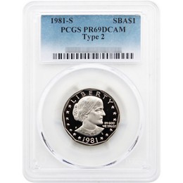 1981 S Proof Type 2 Susan B. Anthony Dollar PCGS PR69 DCAM 1981 S Proof Type 2 Susan B. Anthony Dollar PCGS PR69 DCAM