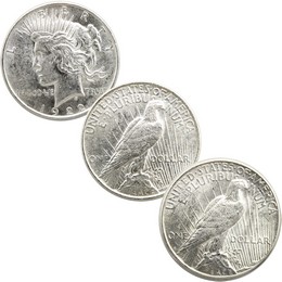 1922 P, D, & S Peace Dollar Trio Very Fine - Extra Fine Condition 1922 P, D, & S Peace Dollar Trio Very Fine - Extra Fine Condition