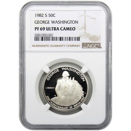 1982 S Washington Proof Silver Half Dollar NGC PF69 Ultra Cameo Brown Label 1982 S Washington Proof Silver Half Dollar NGC PF69 Ultra Cameo Brown Label