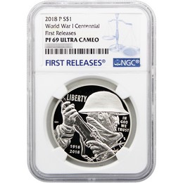 2018 Proof WWI Centennial Commem Silver Dollar NGC PF69 UC FR 2018 Proof WWI Centennial Commem Silver Dollar NGC PF69 UC FR
