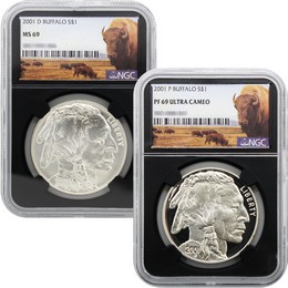 2001 Buffalo Commemorative Pair NGC 69 Black Core 2001 Buffalo Commemorative Pair NGC 69 Black Core