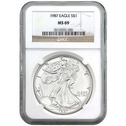 1987 Silver Eagle NGC MS69 Brown Label 1987 Silver Eagle NGC MS69 Brown Label