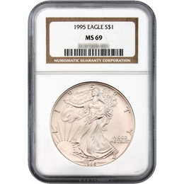 1995 Silver Eagle NGC MS69 Brown Label 1995 Silver Eagle NGC MS69 Brown Label