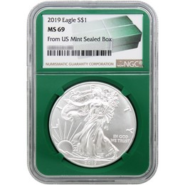 2019 Silver Eagle NGC MS69 Green Core 2019 Silver Eagle NGC MS69 Green Core