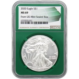 2020 Silver Eagle NGC MS69 Green Core 2020 Silver Eagle NGC MS69 Green Core