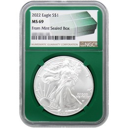 2022 Silver Eagle NGC MS69 Green Core 2022 Silver Eagle NGC MS69 Green Core