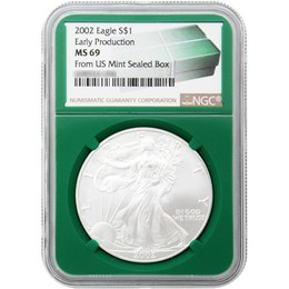 2024 1 oz American Silver Eagle Coin NGC MS69 Green Core
